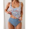 imageB2prity Womens Athletic Tankini Swimsuits Two Piece Adjustable ButtonUp Bathing Suit Full Coverage High Waisted SwimwearOrange Floral
