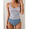 imageB2prity Womens Athletic Tankini Swimsuits Two Piece Adjustable ButtonUp Bathing Suit Full Coverage High Waisted SwimwearOrange Floral