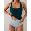 imageB2prity Womens Athletic Tankini Swimsuits Two Piece Adjustable ButtonUp Bathing Suit Full Coverage High Waisted SwimwearPeacock Green  Stripe