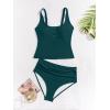 imageB2prity Womens Athletic Tankini Swimsuits Two Piece Adjustable ButtonUp Bathing Suit Full Coverage High Waisted SwimwearPeacock Green