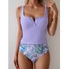 imageB2prity Womens Athletic Tankini Swimsuits Two Piece Adjustable ButtonUp Bathing Suit Full Coverage High Waisted SwimwearPurple Leaf
