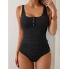 imageB2prity Womens Athletic Tankini Swimsuits Two Piece Adjustable ButtonUp Bathing Suit Full Coverage High Waisted SwimwearRibbed  Black