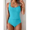 imageB2prity Womens Athletic Tankini Swimsuits Two Piece Adjustable ButtonUp Bathing Suit Full Coverage High Waisted SwimwearSky Blue