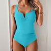 imageB2prity Womens Athletic Tankini Swimsuits Two Piece Adjustable ButtonUp Bathing Suit Full Coverage High Waisted SwimwearSky Blue