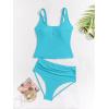 imageB2prity Womens Athletic Tankini Swimsuits Two Piece Adjustable ButtonUp Bathing Suit Full Coverage High Waisted SwimwearSky Blue