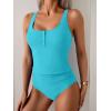 imageB2prity Womens Athletic Tankini Swimsuits Two Piece Adjustable ButtonUp Bathing Suit Full Coverage High Waisted SwimwearSky Blue