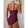 imageB2prity Womens Athletic Tankini Swimsuits Two Piece Adjustable ButtonUp Bathing Suit Full Coverage High Waisted SwimwearWine Red