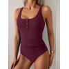 imageB2prity Womens Athletic Tankini Swimsuits Two Piece Adjustable ButtonUp Bathing Suit Full Coverage High Waisted SwimwearWine Red