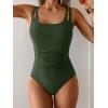 imageB2prity Womens One Piece Swimsuit Tummy Control Ruched Bathing Suit Double Straps Push Up Swim Suit Slimming SwimwearArmy Green