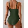 imageB2prity Womens One Piece Swimsuit Tummy Control Ruched Bathing Suit Double Straps Push Up Swim Suit Slimming SwimwearArmy Green