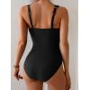 imageB2prity Womens One Piece Swimsuit Tummy Control Ruched Bathing Suit Double Straps Push Up Swim Suit Slimming SwimwearBlack