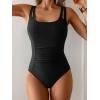 imageB2prity Womens One Piece Swimsuit Tummy Control Ruched Bathing Suit Double Straps Push Up Swim Suit Slimming SwimwearBlack