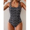 imageB2prity Womens One Piece Swimsuit Tummy Control Ruched Bathing Suit Double Straps Push Up Swim Suit Slimming SwimwearBlack and White Spots