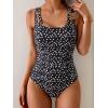 imageB2prity Womens One Piece Swimsuit Tummy Control Ruched Bathing Suit Double Straps Push Up Swim Suit Slimming SwimwearBlack and White Spots