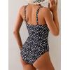 imageB2prity Womens One Piece Swimsuit Tummy Control Ruched Bathing Suit Double Straps Push Up Swim Suit Slimming SwimwearBlack and White Spots