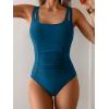 imageB2prity Womens One Piece Swimsuit Tummy Control Ruched Bathing Suit Double Straps Push Up Swim Suit Slimming SwimwearBlue