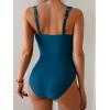 imageB2prity Womens One Piece Swimsuit Tummy Control Ruched Bathing Suit Double Straps Push Up Swim Suit Slimming SwimwearBlue