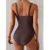 imageB2prity Womens One Piece Swimsuit Tummy Control Ruched Bathing Suit Double Straps Push Up Swim Suit Slimming SwimwearCoffee
