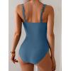 imageB2prity Womens One Piece Swimsuit Tummy Control Ruched Bathing Suit Double Straps Push Up Swim Suit Slimming SwimwearGrey Blue