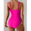 imageB2prity Womens One Piece Swimsuit Tummy Control Ruched Bathing Suit Double Straps Push Up Swim Suit Slimming SwimwearHot Pink