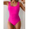 imageB2prity Womens One Piece Swimsuit Tummy Control Ruched Bathing Suit Double Straps Push Up Swim Suit Slimming SwimwearHot Pink