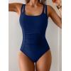 imageB2prity Womens One Piece Swimsuit Tummy Control Ruched Bathing Suit Double Straps Push Up Swim Suit Slimming SwimwearNavy Blue