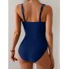 imageB2prity Womens One Piece Swimsuit Tummy Control Ruched Bathing Suit Double Straps Push Up Swim Suit Slimming SwimwearNavy Blue
