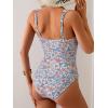imageB2prity Womens One Piece Swimsuit Tummy Control Ruched Bathing Suit Double Straps Push Up Swim Suit Slimming SwimwearOrange Floral