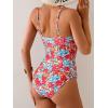 imageB2prity Womens One Piece Swimsuit Tummy Control Ruched Bathing Suit Double Straps Push Up Swim Suit Slimming SwimwearRed Floral