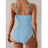 imageB2prity Womens One Piece Swimsuit Tummy Control Ruched Bathing Suit Double Straps Push Up Swim Suit Slimming SwimwearSky Blue