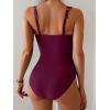imageB2prity Womens One Piece Swimsuit Tummy Control Ruched Bathing Suit Double Straps Push Up Swim Suit Slimming SwimwearWine Red