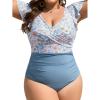 Orange Floral Print blue