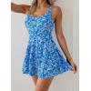 imageB2prity One Piece Swimdress Swimsuits for Women Tummy Control Swim Dress Cute Modest Skirt Bathing SuitBlue White Flower