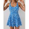 imageB2prity One Piece Swimdress Swimsuits for Women Tummy Control Swim Dress Cute Modest Skirt Bathing SuitBlue White Flower