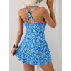 imageB2prity One Piece Swimdress Swimsuits for Women Tummy Control Swim Dress Cute Modest Skirt Bathing SuitBlue White Flower