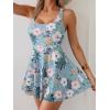 imageB2prity One Piece Swimdress Swimsuits for Women Tummy Control Swim Dress Cute Modest Skirt Bathing SuitLight Green Floral