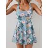 imageB2prity One Piece Swimdress Swimsuits for Women Tummy Control Swim Dress Cute Modest Skirt Bathing SuitLight Green Floral