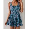 imageB2prity One Piece Swimdress Swimsuits for Women Tummy Control Swim Dress Cute Modest Skirt Bathing SuitPeacock Green Print