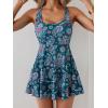 imageB2prity One Piece Swimdress Swimsuits for Women Tummy Control Swim Dress Cute Modest Skirt Bathing SuitPeacock Green Print