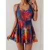 imageB2prity One Piece Swimdress Swimsuits for Women Tummy Control Swim Dress Cute Modest Skirt Bathing SuitPurple Black Print