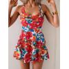 imageB2prity One Piece Swimdress Swimsuits for Women Tummy Control Swim Dress Cute Modest Skirt Bathing SuitRed Floral