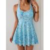 imageB2prity One Piece Swimdress Swimsuits for Women Tummy Control Swim Dress Cute Modest Skirt Bathing SuitTeal Floral