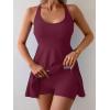 imageB2prity One Piece Swimdress Swimsuits for Women Tummy Control Swim Dress Cute Modest Skirt Bathing SuitWine Red