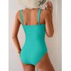 imageB2prity One Piece Swimsuit for Women Tummy Control Ruched Bathing Suit V Neck Push Up Swim SuitAqua Green