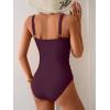 imageB2prity One Piece Swimsuit for Women Tummy Control Ruched Bathing Suit V Neck Push Up Swim SuitDark Brown