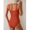 imageB2prity One Piece Swimsuit for Women Tummy Control Ruched Bathing Suit V Neck Push Up Swim SuitDark Orange