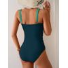 imageB2prity One Piece Swimsuit for Women Tummy Control Ruched Bathing Suit V Neck Push Up Swim SuitGreen  Dark Green