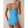 imageB2prity One Piece Swimsuit for Women Tummy Control Ruched Bathing Suit V Neck Push Up Swim SuitLight Blue