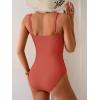 imageB2prity One Piece Swimsuit for Women Tummy Control Ruched Bathing Suit V Neck Push Up Swim SuitOrange