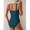 imageB2prity One Piece Swimsuit for Women Tummy Control Ruched Bathing Suit V Neck Push Up Swim SuitPeacock Green